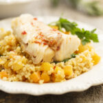 Pumpkin risotto with cod