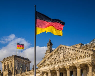 German flags at Reichstag