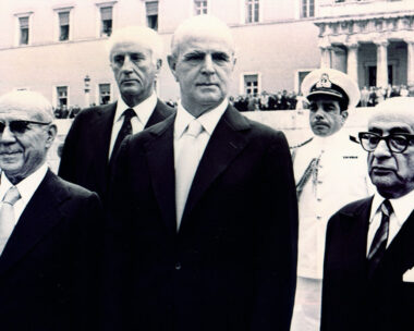 Μιχαήλ Στασινόπουλος (Α), Κωνσταντίνος Καραμανλής (Κ) και Κωνσταντίνος Τσάτσος