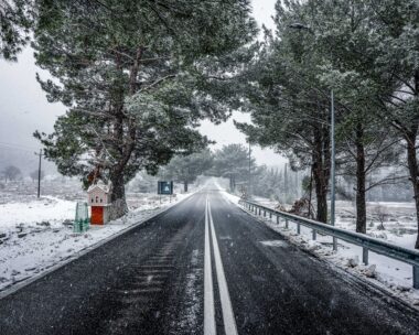 Χιονισμένο τοπίο στη Λέσβο