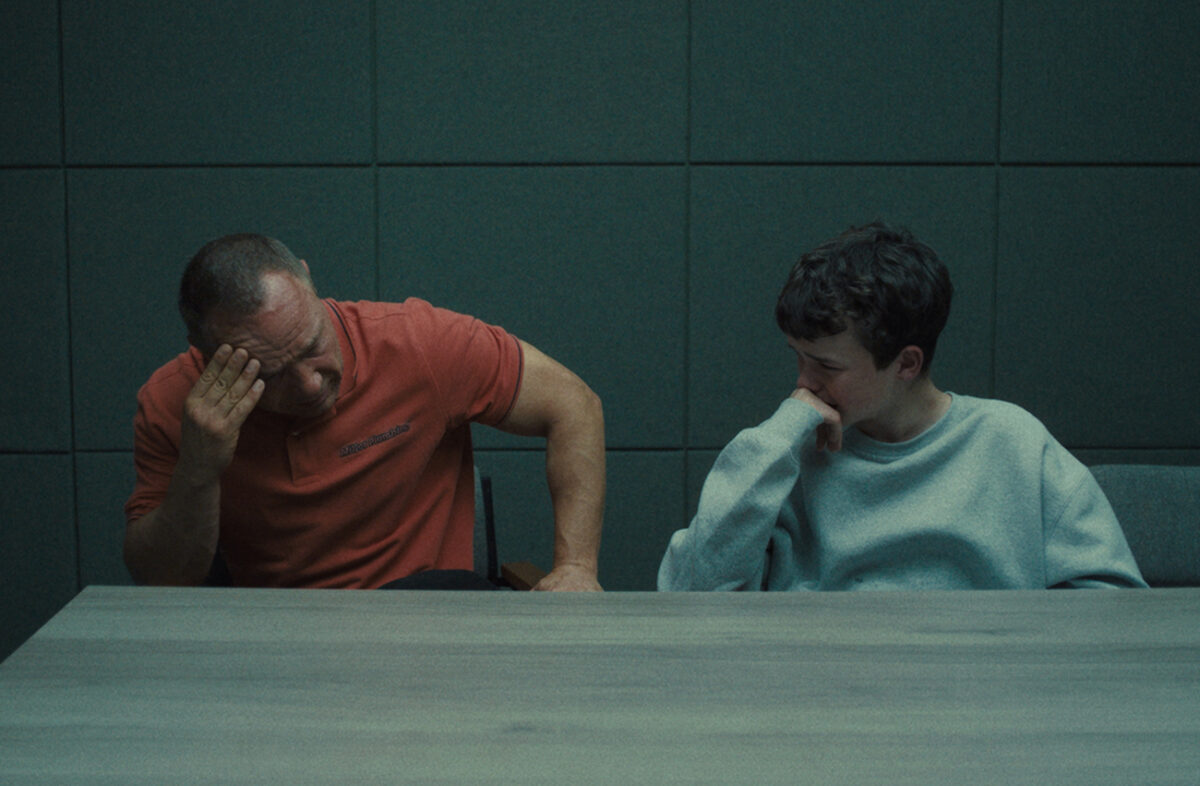 Adolescence. (L to R) Stephen Graham as Eddie Miller, Owen Cooper as Jamie Miller, in Adolescence. Cr. Courtesy of Netflix © 2024