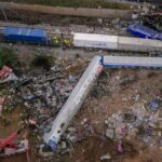 Εικόνα από drone από το πολύνεκρο σιδηροδρομικό δυστύχημα στα Τέμπη