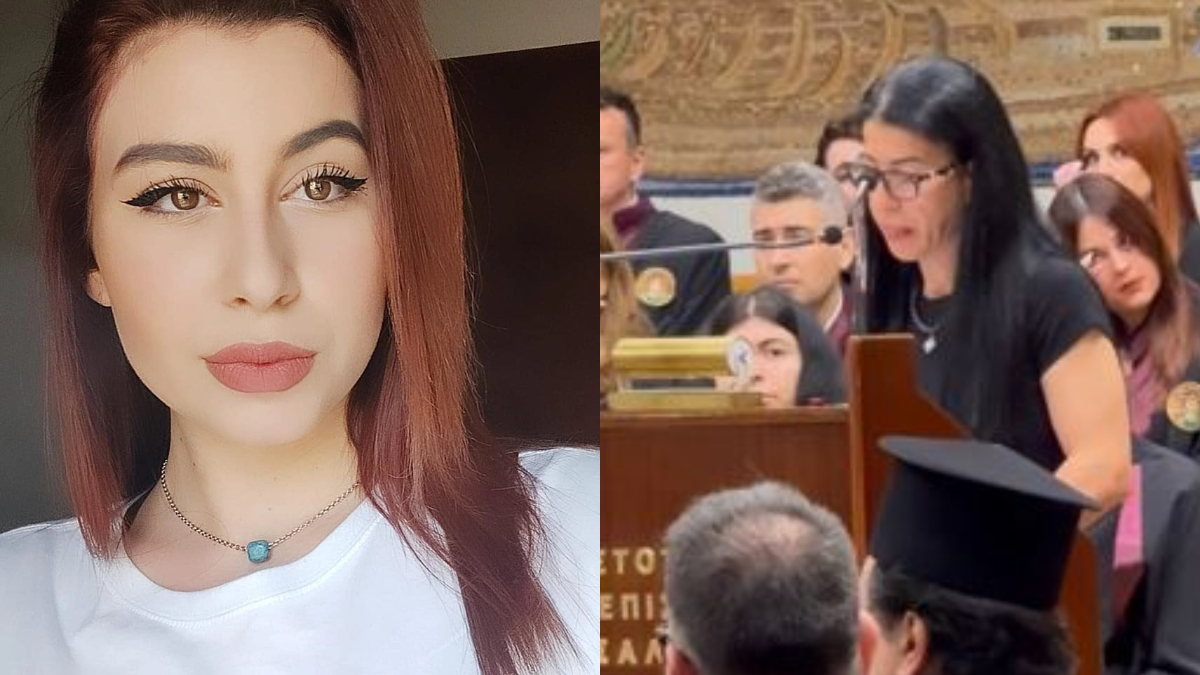 Η Κέλλυ Πορφυρίδου και η μητέρα της που παραλαμβάνει το πτυχίο της στο ΑΠΘ