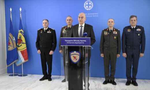 Ο υπουργός Εθνικής Άμυνας Νίκος Δένδιας στην παρουσία του νέου μισθολογίου στις Ένοπλες Δυνάμεις