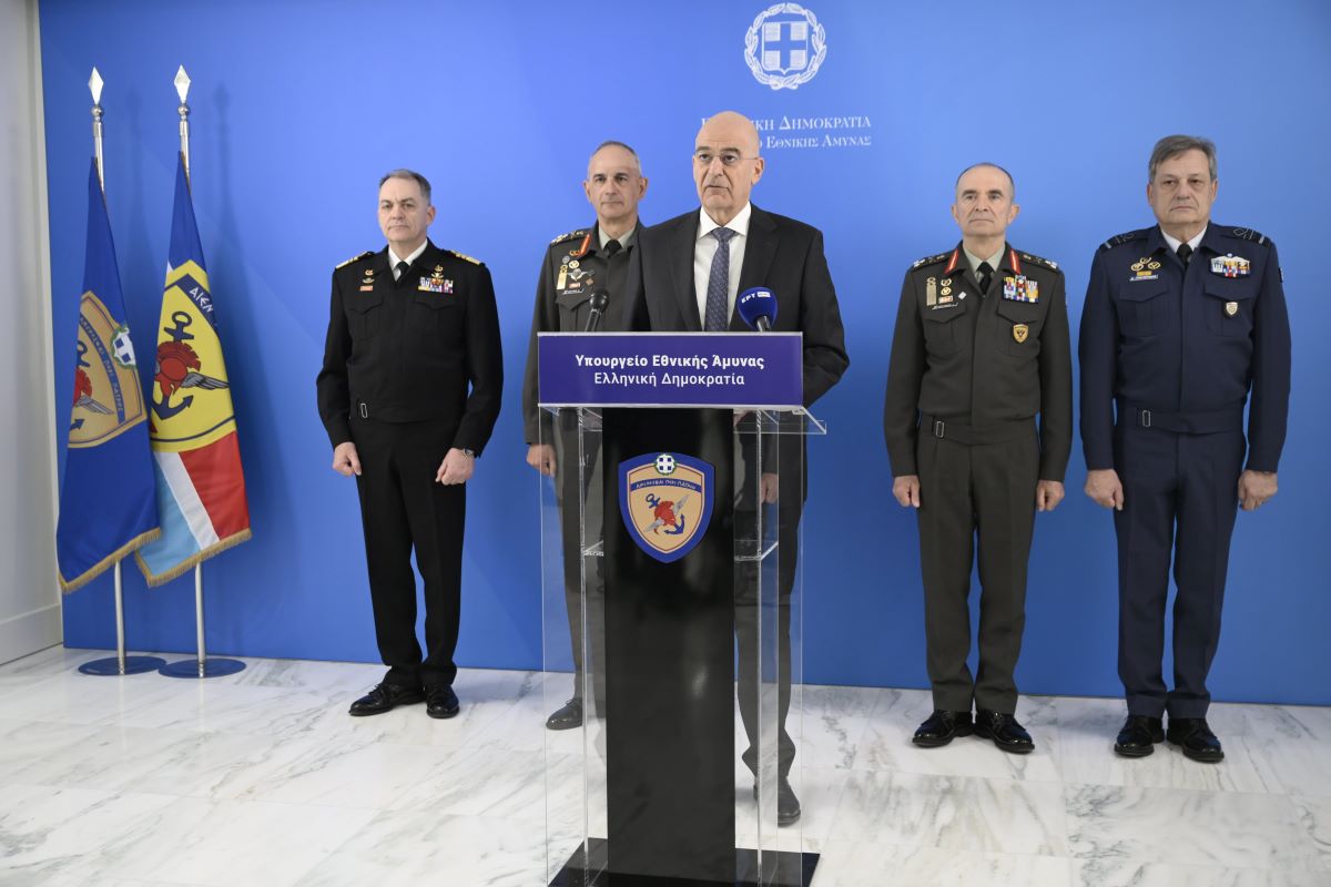 Ο υπουργός Εθνικής Άμυνας Νίκος Δένδιας στην παρουσία του νέου μισθολογίου στις Ένοπλες Δυνάμεις