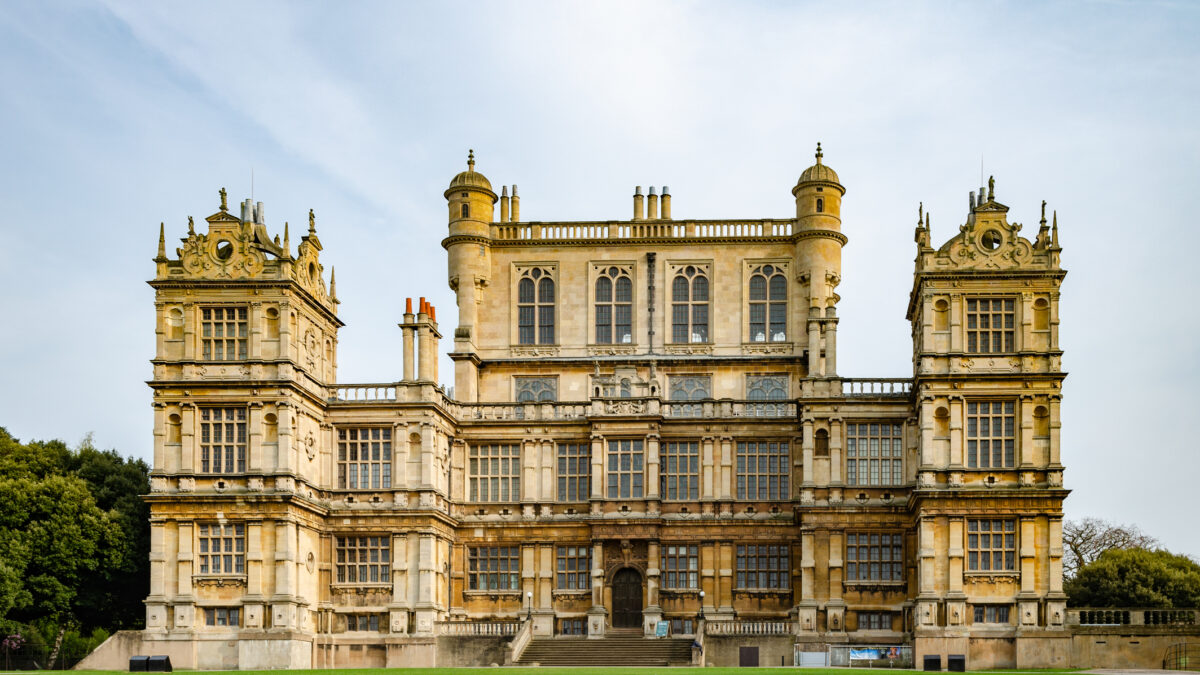 The facade of Wollaton Hall in Nottingham, UK on the 18th April 2019