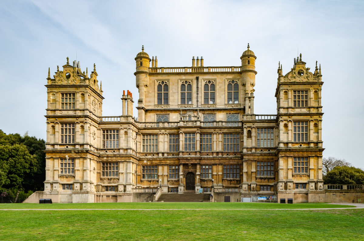 The facade of Wollaton Hall in Nottingham, UK on the 18th April 2019