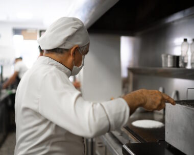 Chef working in a commercial kitchen