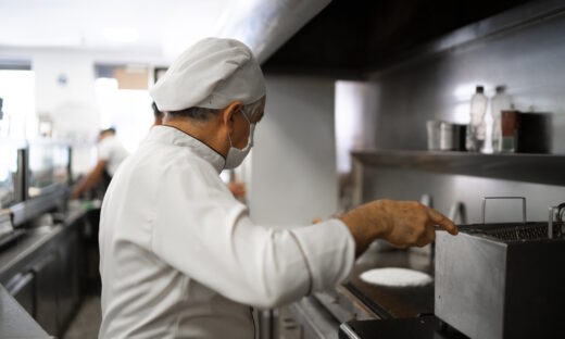 Chef working in a commercial kitchen