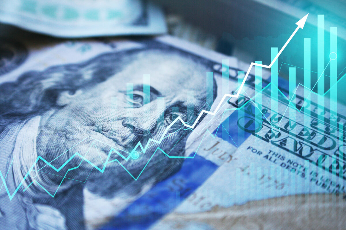Trading graph and U.S. dollar