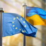 Flags of European Union and Ukraine