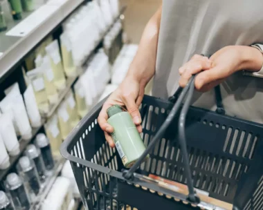 A woman shopping with a basket
