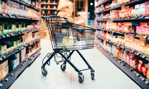 shopping cart with groceries