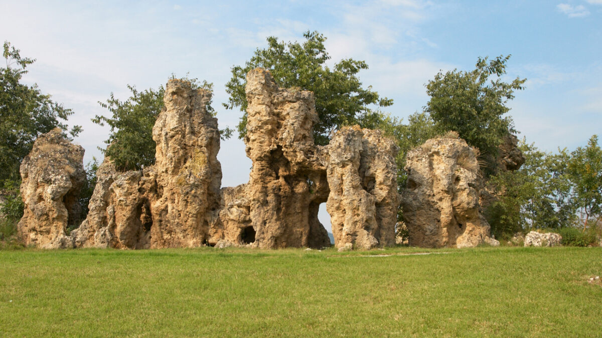 Geological rock formation outside a Greek village named Nymfopetra.