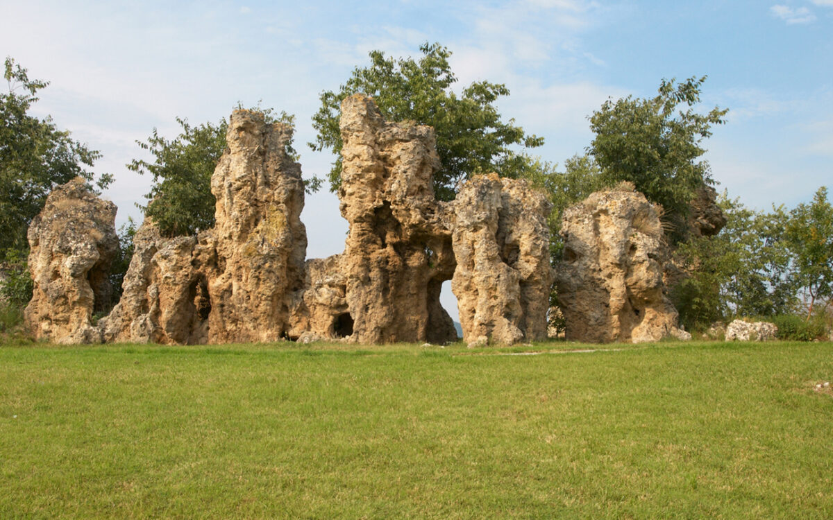 Geological rock formation outside a Greek village named Nymfopetra.