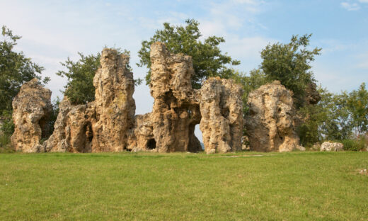 Geological rock formation outside a Greek village named Nymfopetra.