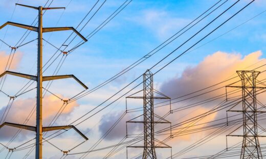An array of high power electricity transmission lines