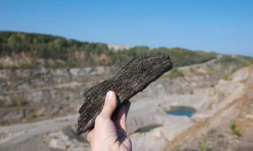 Mining Site Featuring Graphite Deposit, Mineral Production, and Natural Stone Surroundings