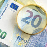 Magnifying glass on 20 euro banknote