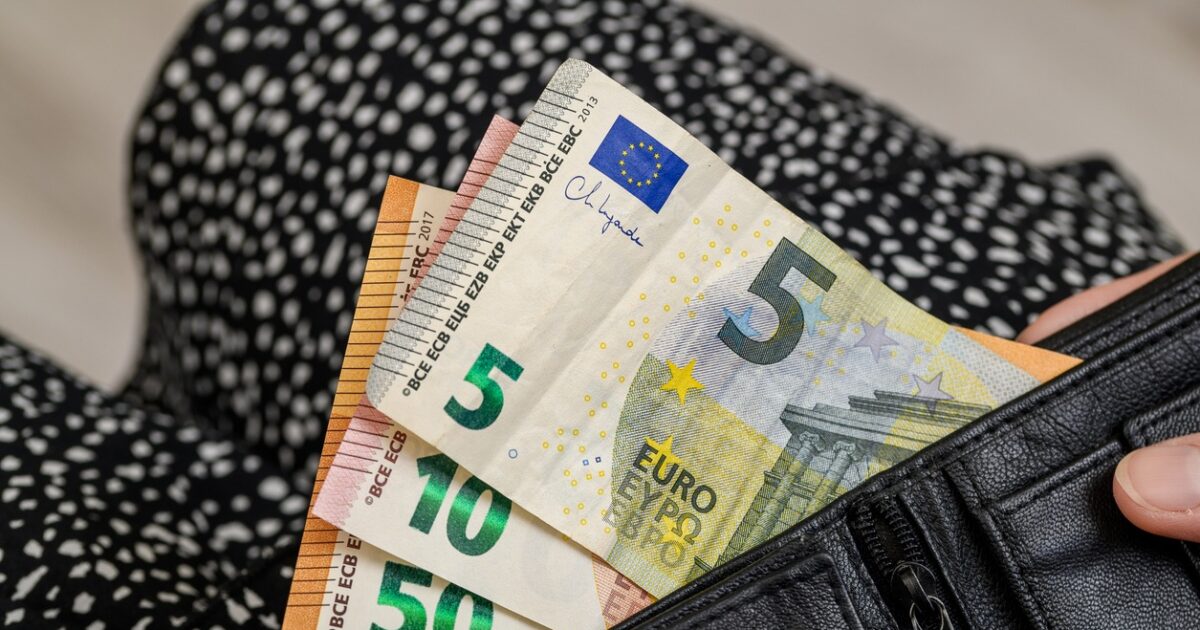 a wallet with euro money
