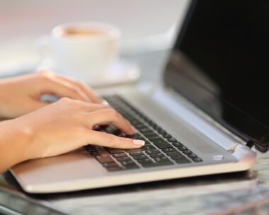 a woman working on a laptop