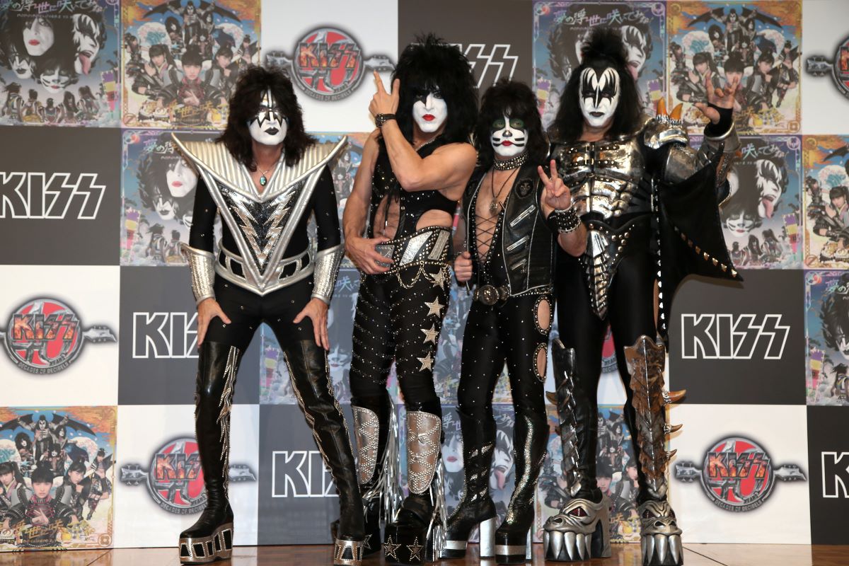Μέλη της rock μπάντας KISS, από αριστερά, Tommy Thayer, Paul Stanley, Eric Singer και Gene Simmons