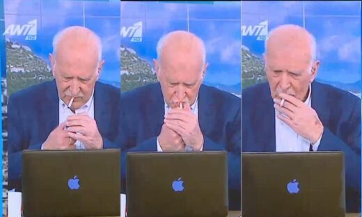 Ο Γιώργος Παπαδάκης καπνίζει και δεν έχει καταλάβει ότι είναι στον αέρα
