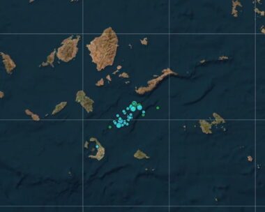 Χάρτης με τη σεισμική δραστηριότητα στη Σαντορίνη