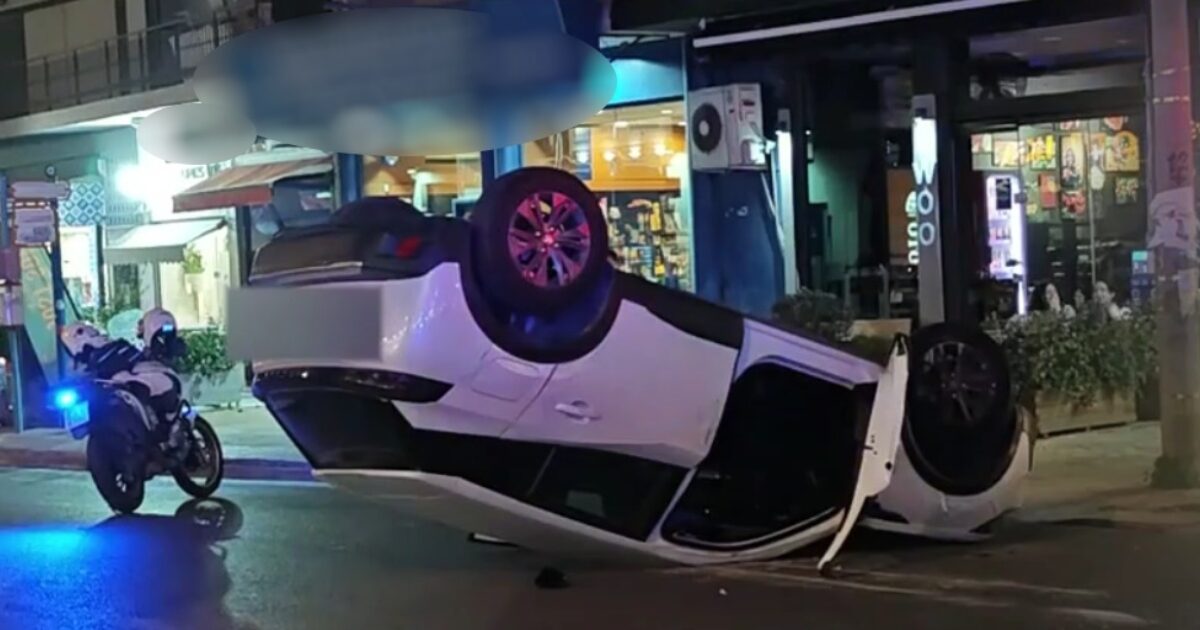 Rolling accident on Heraklion Avenue: car nailed in parked vehicle and overturned – Driver’s wound