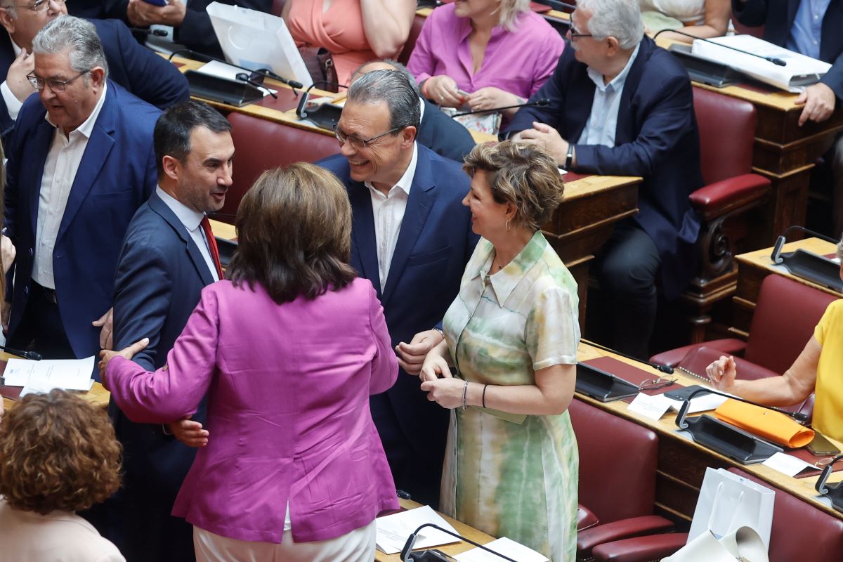 Ο Αλέξης Χαριτσης με τον Σωκράτη Φάμελλο και την Όλγα Γεροβασίλη
