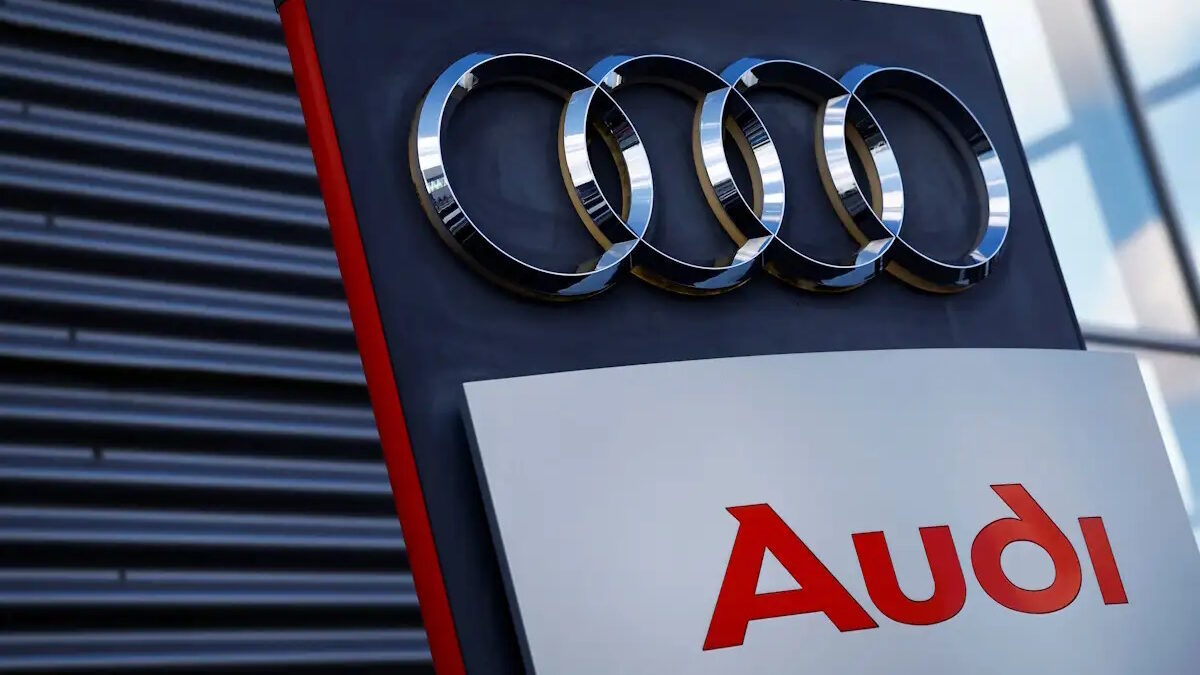A logo of Audi is seen outside a car dealer in Nijmegen