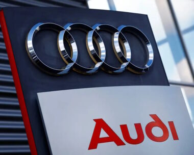 A logo of Audi is seen outside a car dealer in Nijmegen