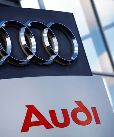 A logo of Audi is seen outside a car dealer in Nijmegen