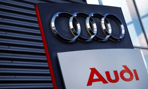 A logo of Audi is seen outside a car dealer in Nijmegen