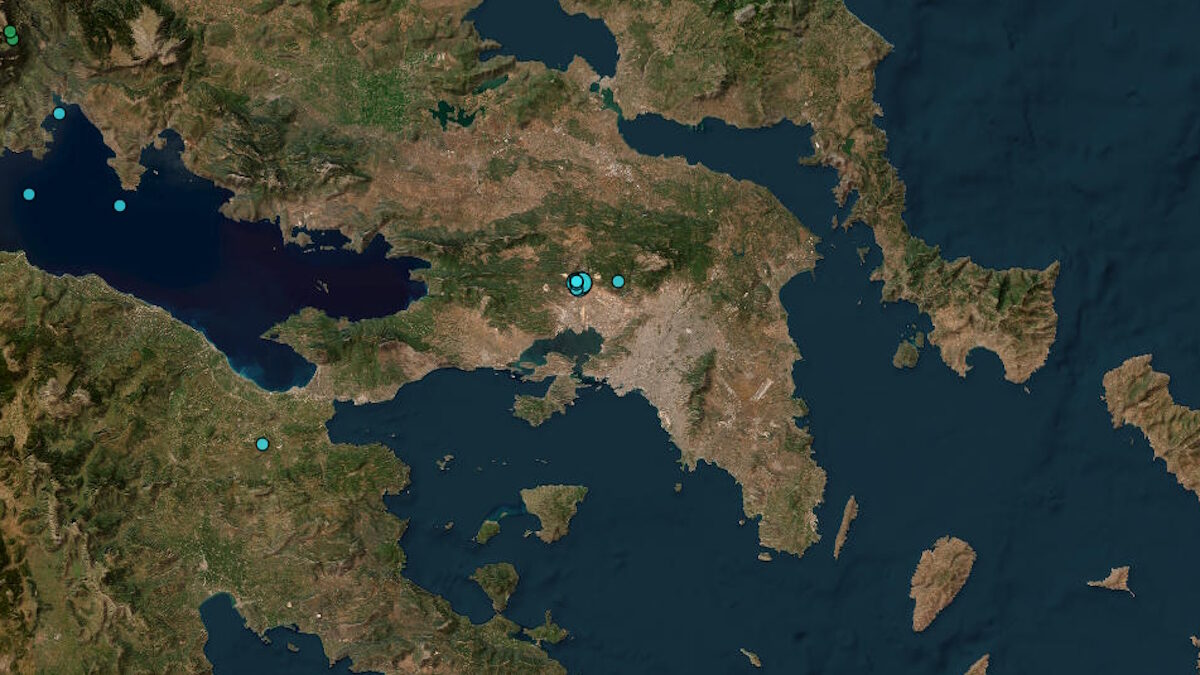 Χάρτης του Γεωδυναμικού Ινστιτούτου του Εθνικού Αστεροσκοπείου Αθηνών