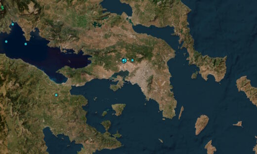 Χάρτης του Γεωδυναμικού Ινστιτούτου του Εθνικού Αστεροσκοπείου Αθηνών