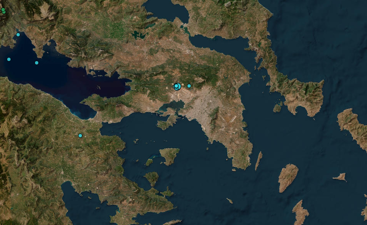 Χάρτης του Γεωδυναμικού Ινστιτούτου του Εθνικού Αστεροσκοπείου Αθηνών