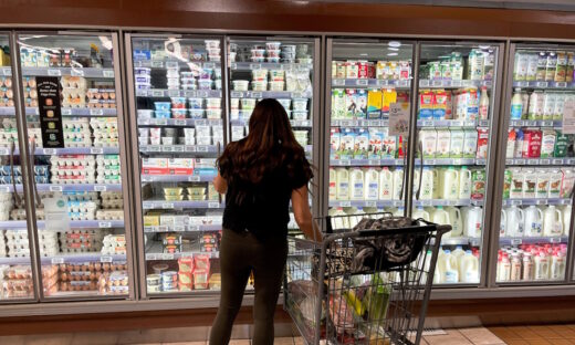 A woman shops in a supermarket