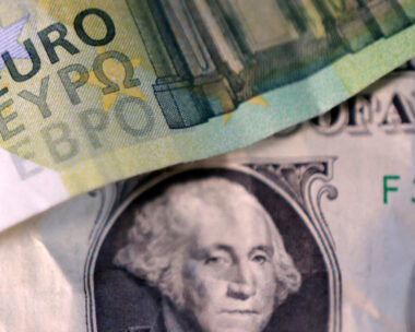 US dollar and Euro banknotes