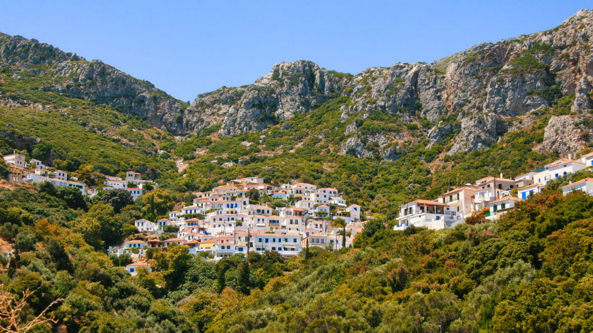 View of the traditional village of Velanidia in Peloponnese, Greece