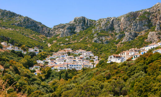 View of the traditional village of Velanidia in Peloponnese, Greece