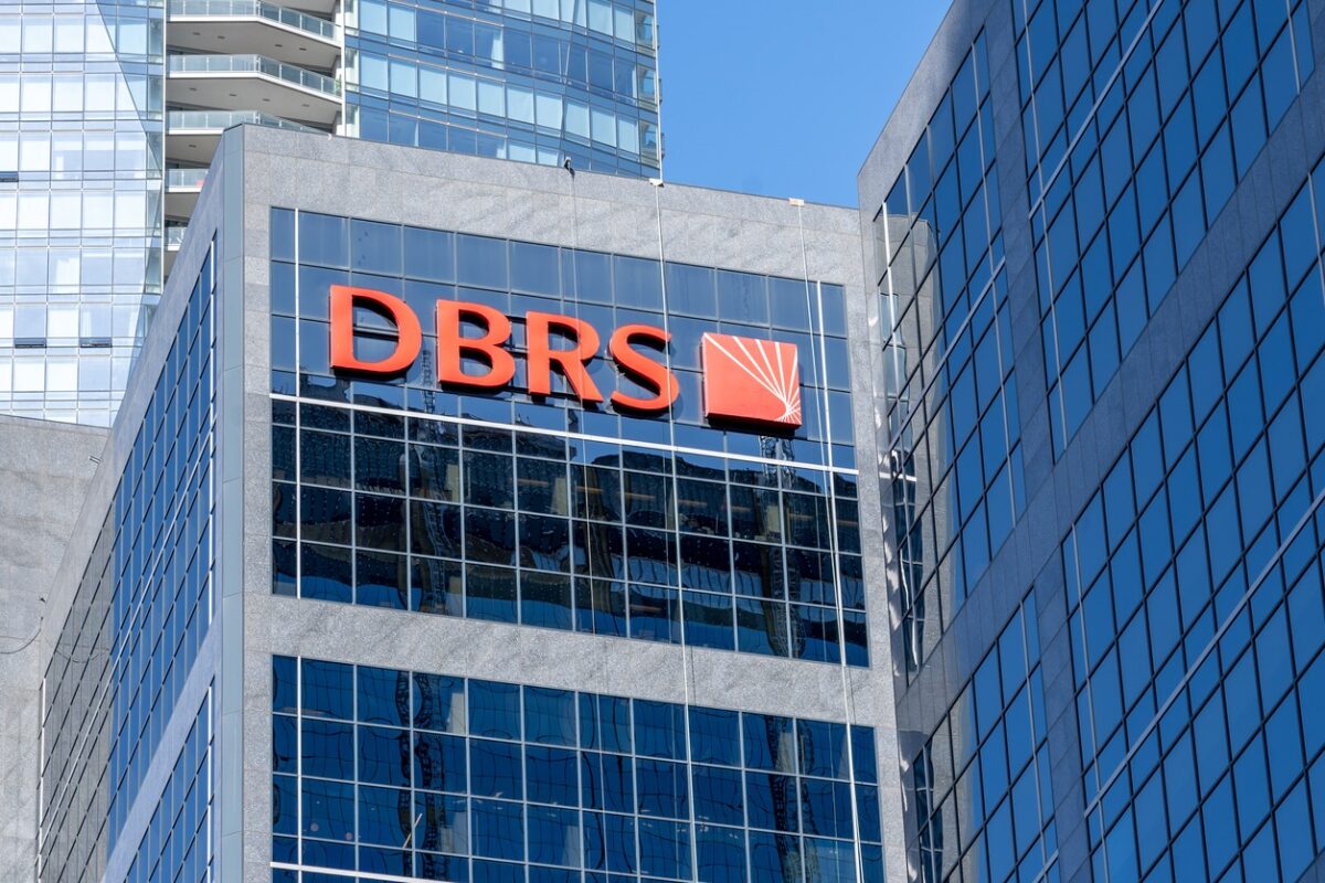 Sign of DBRS on the headquarters in Toronto, Canada