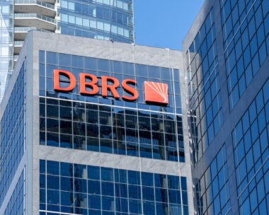 Sign of DBRS on the headquarters in Toronto, Canada