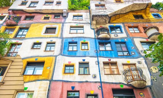 Hundertwasserhaus is an apartment house in Vienna, Austria, designed by Austrian artist Friedensreich Hundertwasser with architect Joseph Krawina as a co-creator.