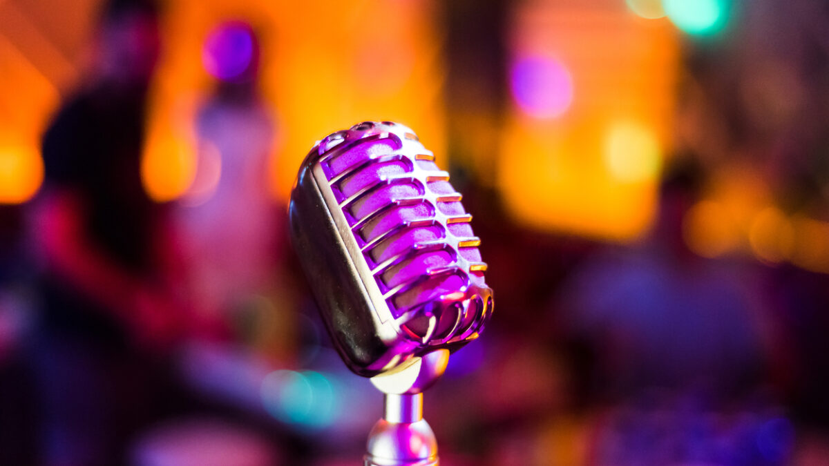 KTV karaoke singing microphone close up