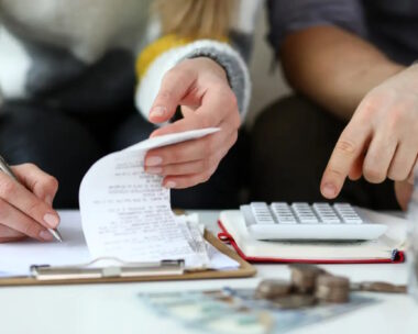 Couple counting bills