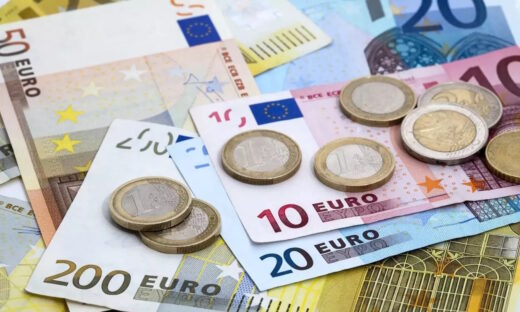 euro banknotes and coins