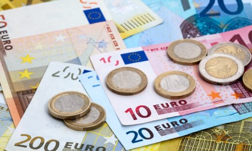 Euro banknotes and coins