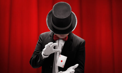 Magician hands showing magic trick