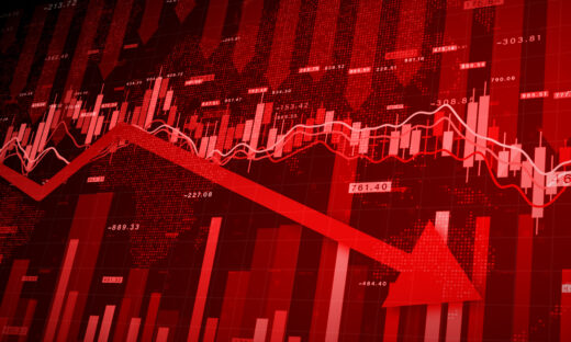 Recession Global Market Crisis Stock Red Price Drop Arrow Down Chart Fall
